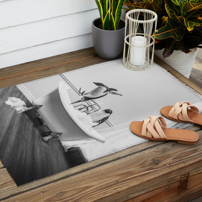 Penguin Taking a Bath Outdoor Rug Gallery Image 2