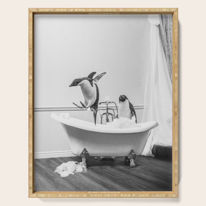 Penguin Taking a Bath Serving Tray Gallery Image 1