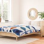Watercolor berries and branches - blue and orange Duvet Cover Gallery Image 2