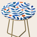 Watercolor berries and branches - blue and orange Side Table Gallery Image 2