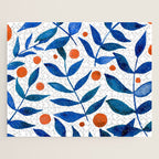 Watercolor berries and branches - blue and orange Jigsaw Puzzle Gallery Image 1