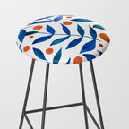Watercolor berries and branches - blue and orange Stool Gallery Image 2