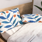 Watercolor berries and branches - blue and orange Pillow Sham Gallery Image 2