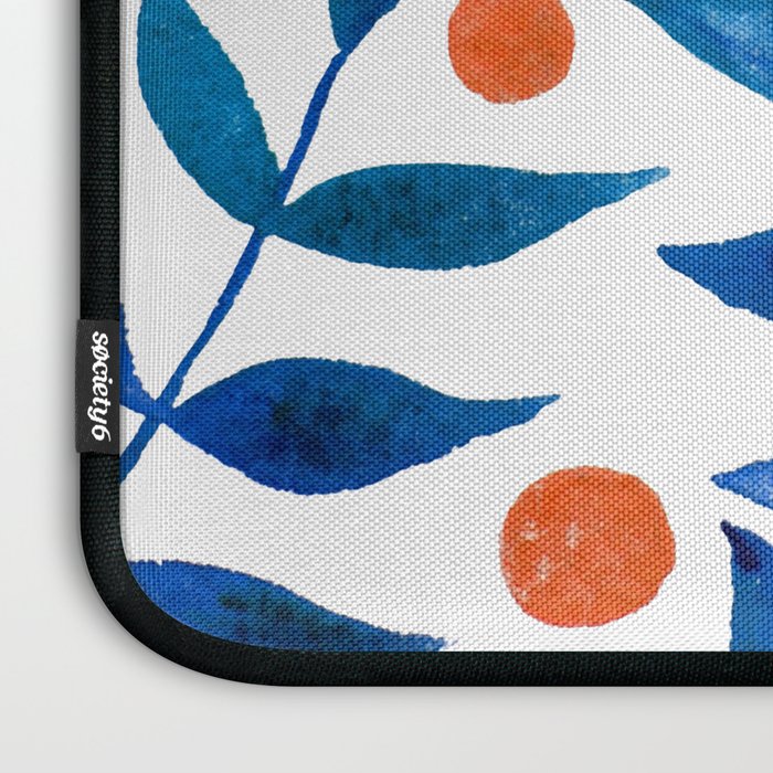 Watercolor berries and branches - blue and orange Laptop Sleeve Gallery Image 3