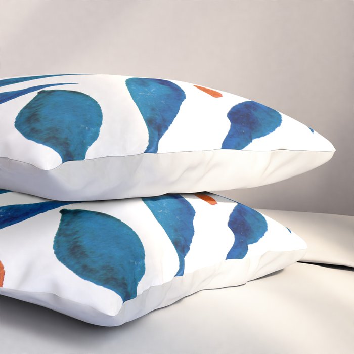 Watercolor berries and branches - blue and orange Pillow Sham Gallery Image 3