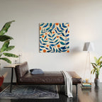 Watercolor berries and branches - blue and orange Wood Wall Art Gallery Image 2