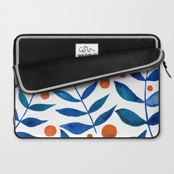 Watercolor berries and branches - blue and orange Laptop Sleeve Gallery Image 2