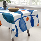 Watercolor berries and branches - blue and orange Tablecloth Gallery Image 3