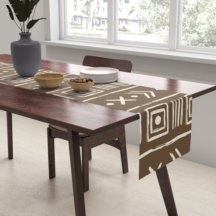 Tribal Coffee Liqueur Pattern Table Runner Gallery Image 2