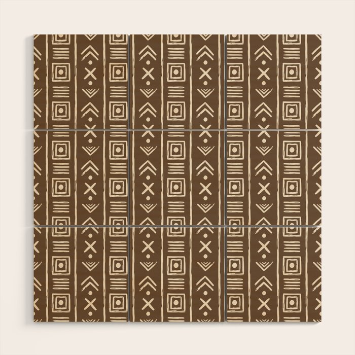 Tribal Coffee Liqueur Pattern Wood Wall Art Gallery Image 1