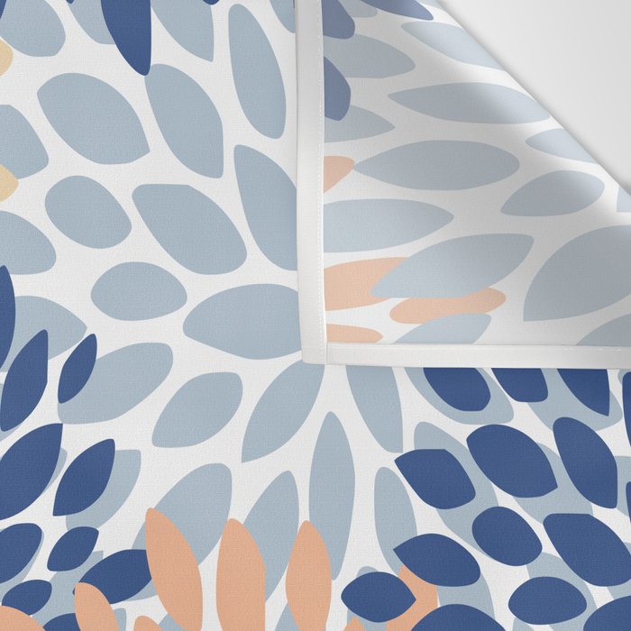 Festive, Floral Print, Coral, Peach, Light Blue, Navy Wall Tapestry Gallery Image 3