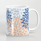Festive, Floral Print, Coral, Peach, Light Blue, Navy Coffee Mug Gallery Image 1