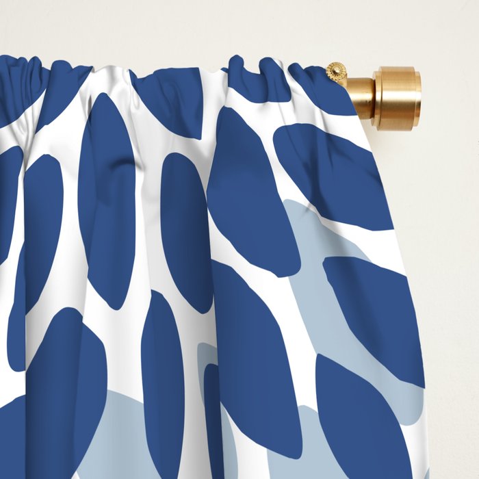 Festive, Floral Print, Coral, Peach, Light Blue, Navy Window Curtain Gallery Image 2