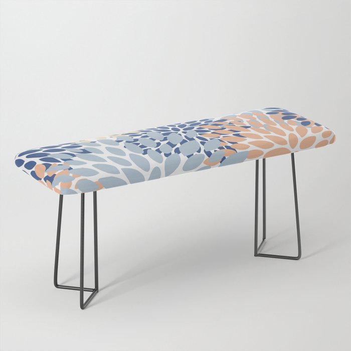 Festive, Floral Print, Coral, Peach, Light Blue, Navy Bench Gallery Image 1