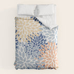 Festive, Floral Print, Coral, Peach, Light Blue, Navy Comforter Gallery Image 6