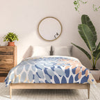 Festive, Floral Print, Coral, Peach, Light Blue, Navy Comforter Gallery Image 3