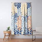 Festive, Floral Print, Coral, Peach, Light Blue, Navy Window Curtain Gallery Image 5