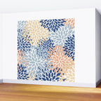 Festive, Floral Print, Coral, Peach, Light Blue, Navy Wall Mural Gallery Image 2