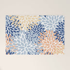 Festive, Floral Print, Coral, Peach, Light Blue, Navy Welcome Mat Gallery Image 1