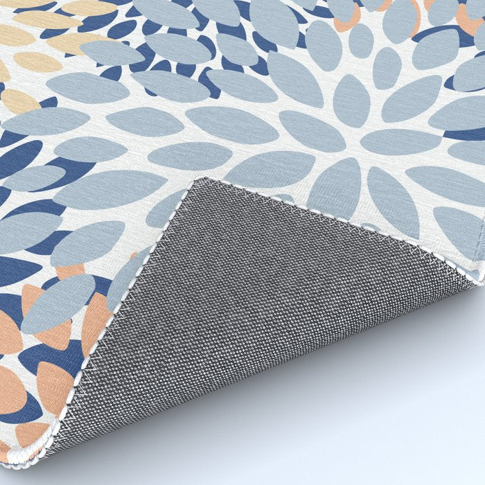 Festive, Floral Print, Coral, Peach, Light Blue, Navy Rug Gallery Image 4