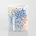 Festive, Floral Print, Coral, Peach, Light Blue, Navy Coffee Mug Gallery Image 4