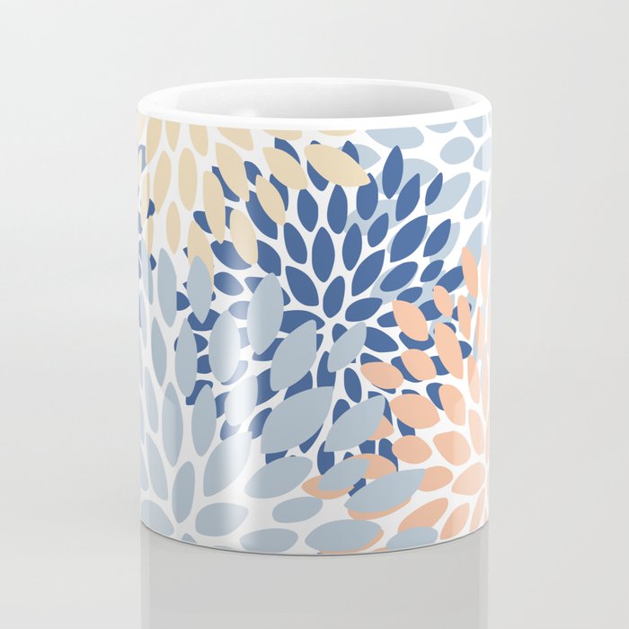Festive, Floral Print, Coral, Peach, Light Blue, Navy Coffee Mug Gallery Image 4