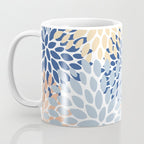 Festive, Floral Print, Coral, Peach, Light Blue, Navy Coffee Mug Gallery Image 3