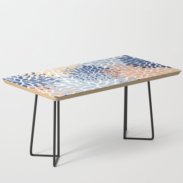 Festive, Floral Print, Coral, Peach, Light Blue, Navy Coffee Table Gallery Image 1