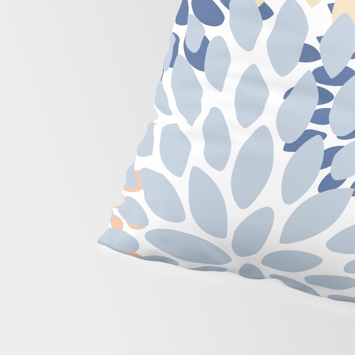Festive, Floral Print, Coral, Peach, Light Blue, Navy Pillow Sham Gallery Image 4