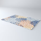 Festive, Floral Print, Coral, Peach, Light Blue, Navy Rug Gallery Image 3