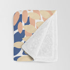 Festive, Floral Print, Coral, Peach, Light Blue, Navy Throw Blanket Gallery Image 3