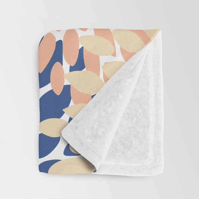 Festive, Floral Print, Coral, Peach, Light Blue, Navy Throw Blanket Gallery Image 3