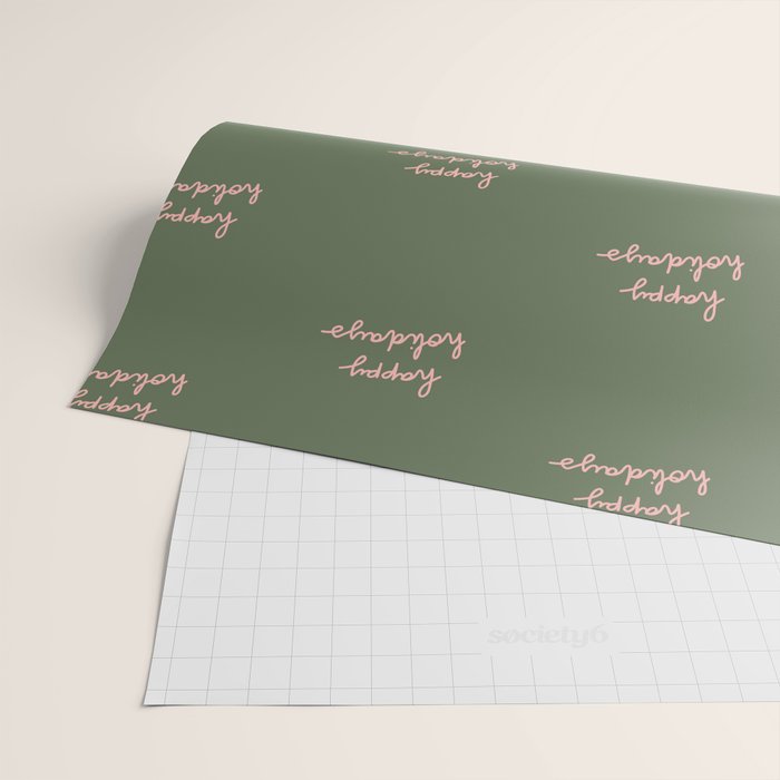 Happy Holidays Green & Pink Wrapping Paper Gallery Image 2