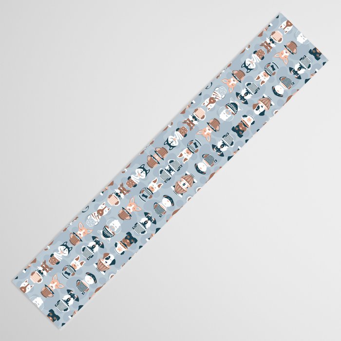 Doggie Coffee and Tea Time I // blue grey Table Runner Gallery Image 3