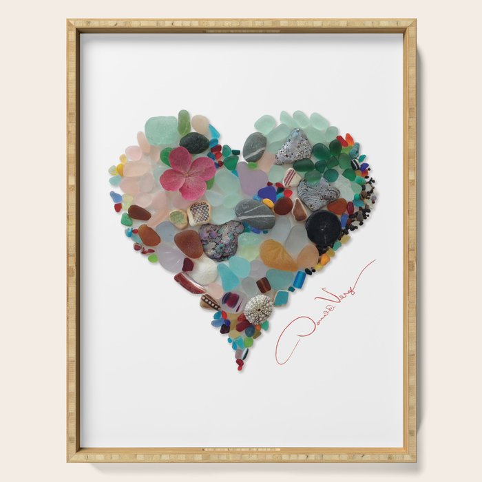 Love -  Sea Glass Heart A Unique Birthday & Fatherâs Day Gift Serving Tray Gallery Image 1