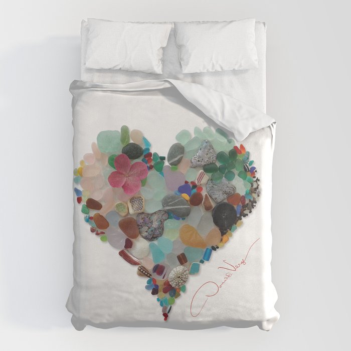 Love -  Sea Glass Heart A Unique Birthday & Fatherâs Day Gift Duvet Cover Gallery Image 1