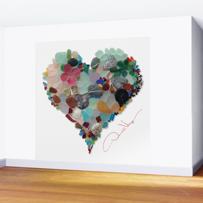 Love -  Sea Glass Heart A Unique Birthday & Fatherâs Day Gift Wall Mural Gallery Image 2