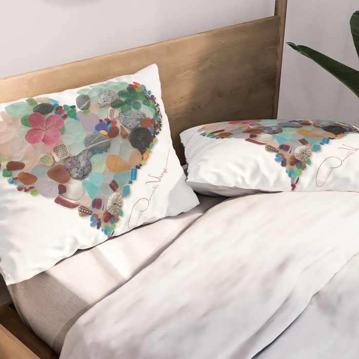 Love -  Sea Glass Heart A Unique Birthday & Fatherâs Day Gift Pillow Sham Gallery Image 2