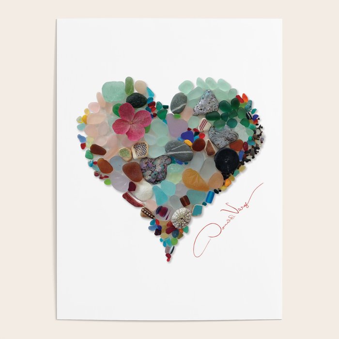 Love -  Sea Glass Heart A Unique Birthday & Fatherâs Day Gift Poster Gallery Image 4