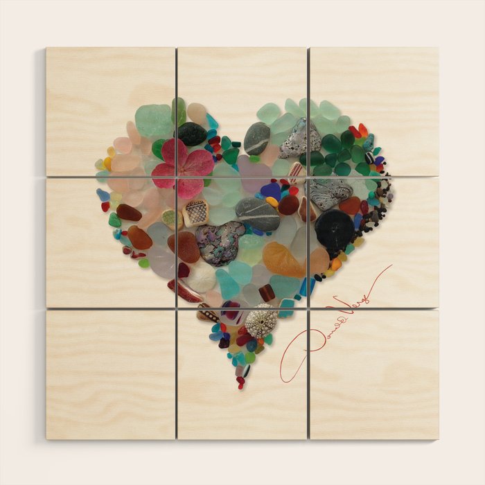 Love -  Sea Glass Heart A Unique Birthday & Fatherâs Day Gift Wood Wall Art Gallery Image 1
