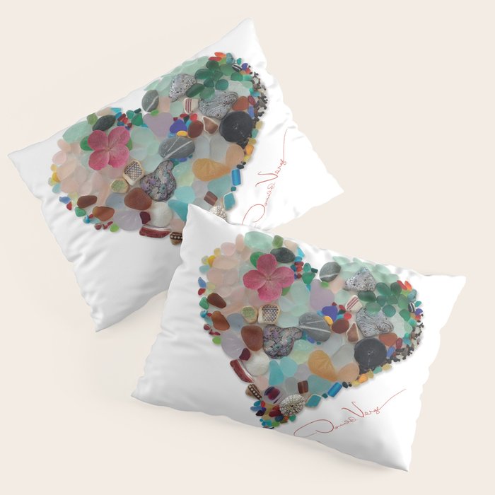Love -  Sea Glass Heart A Unique Birthday & Fatherâs Day Gift Pillow Sham Gallery Image 3