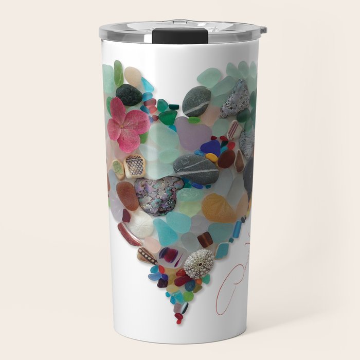 Love -  Sea Glass Heart A Unique Birthday & Fatherâs Day Gift Travel Mug Gallery Image 1