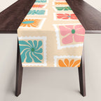 Vintage flower postage stamp pattern Table Runner Gallery Image 1