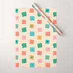 Vintage flower postage stamp pattern Wrapping Paper Gallery Image 1