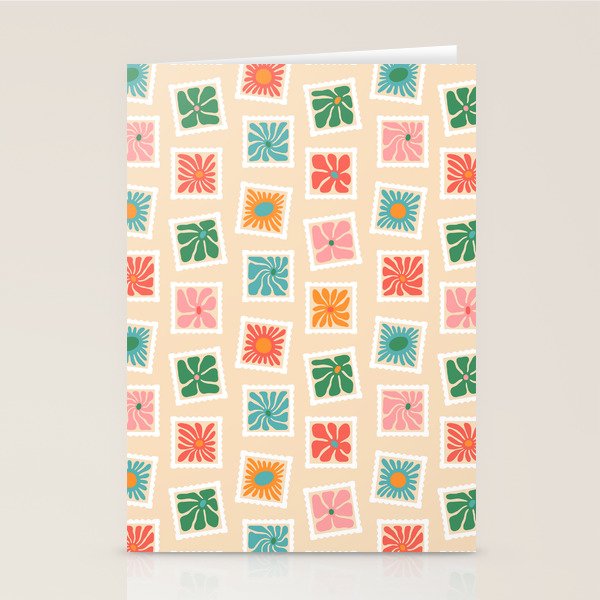 Vintage flower postage stamp pattern Stationery Card Gallery Image 1