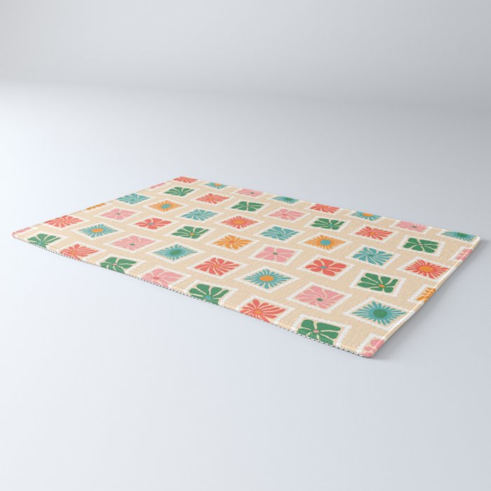 Vintage flower postage stamp pattern Rug Gallery Image 3