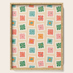 Vintage flower postage stamp pattern Serving Tray Gallery Image 1
