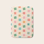 Vintage flower postage stamp pattern Bath Mat Gallery Image 1