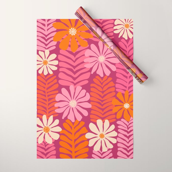 Secret Kisses Floral Design Wrapping Paper Gallery Image 1