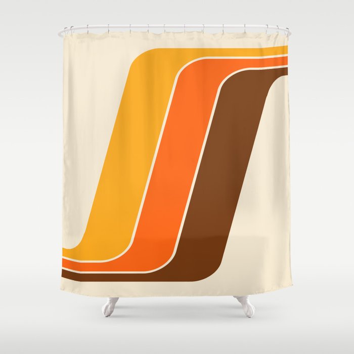 Retro 70s Stripe Colorful Rainbow 521 Shower Curtain Gallery Image 1